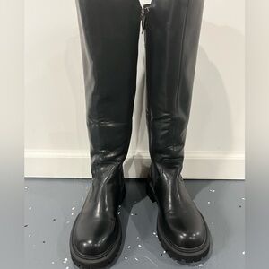 Black faux Leather Knee-High Boots